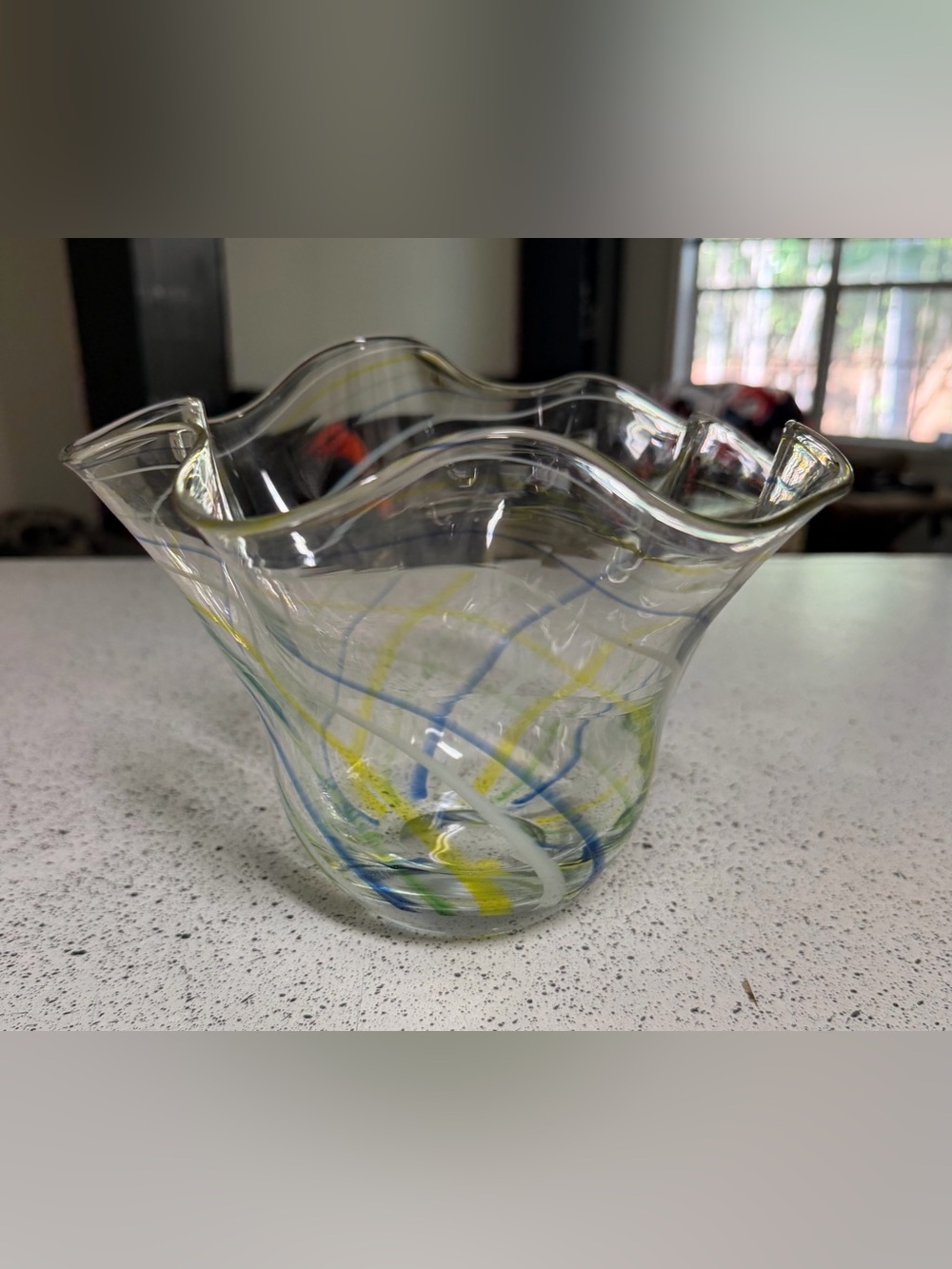 Art Glass Handkerchief Vase Bowl Vintage